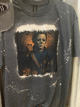 Load image into Gallery viewer, Myers horror Halloween bleached tee
