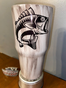 Fishing woodgrain tumbler