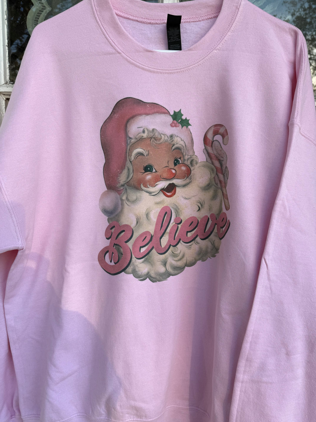 Vintage Believe pink santa