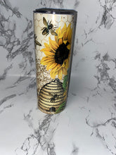 Load image into Gallery viewer, Bee hive and sunflowers  tumbler
