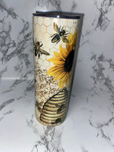 Load image into Gallery viewer, Bee hive and sunflowers  tumbler
