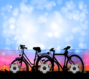 Bicycle and soccer balls